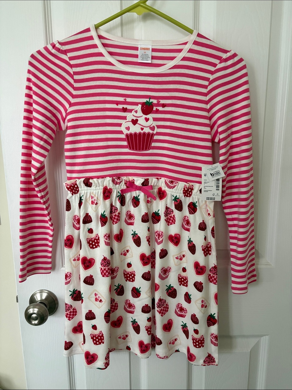 Gymboree Pink & White Striped Cupcake and Strawberry Dress Size 10 Birthday